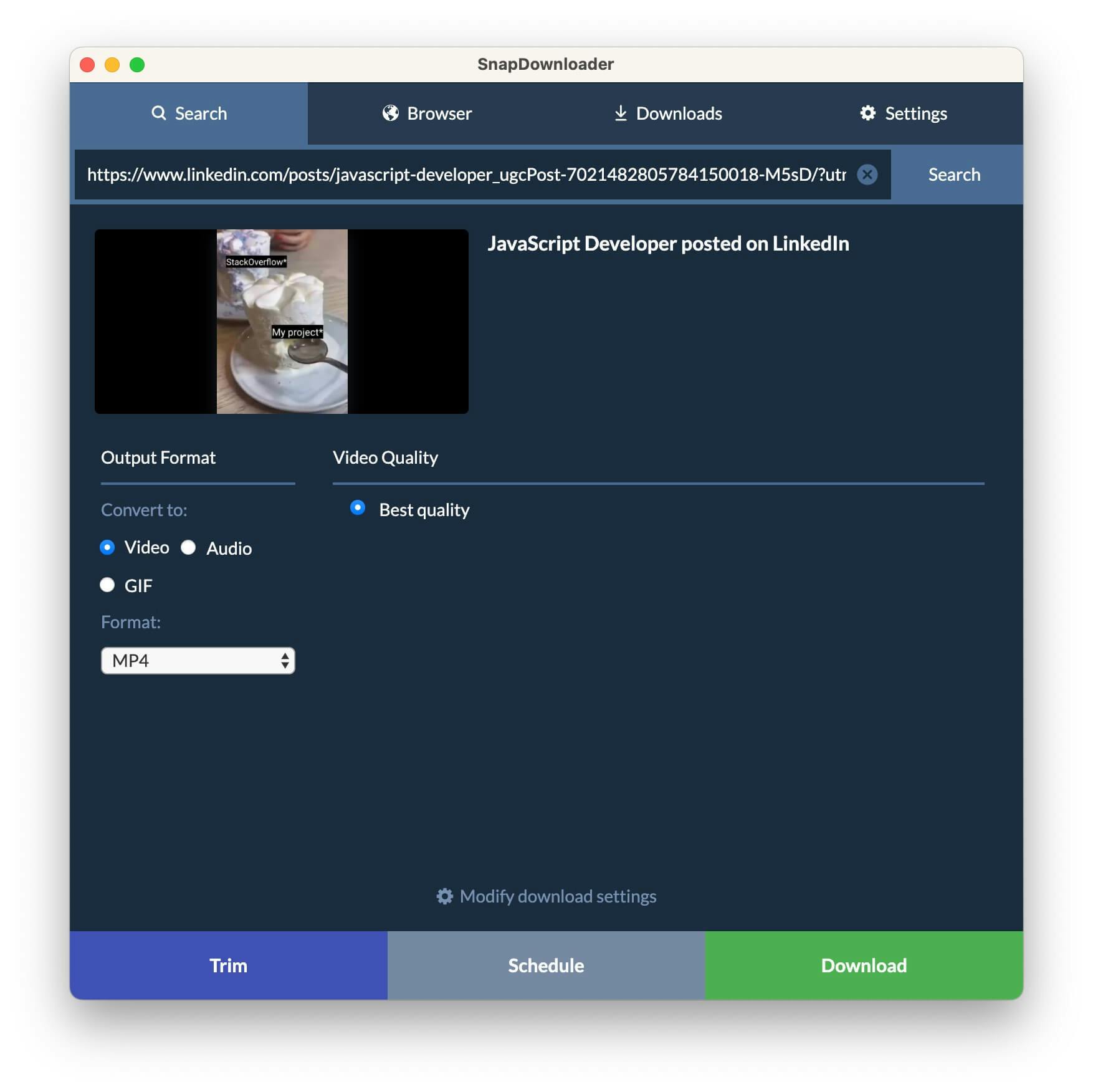 download private videos from linkedin