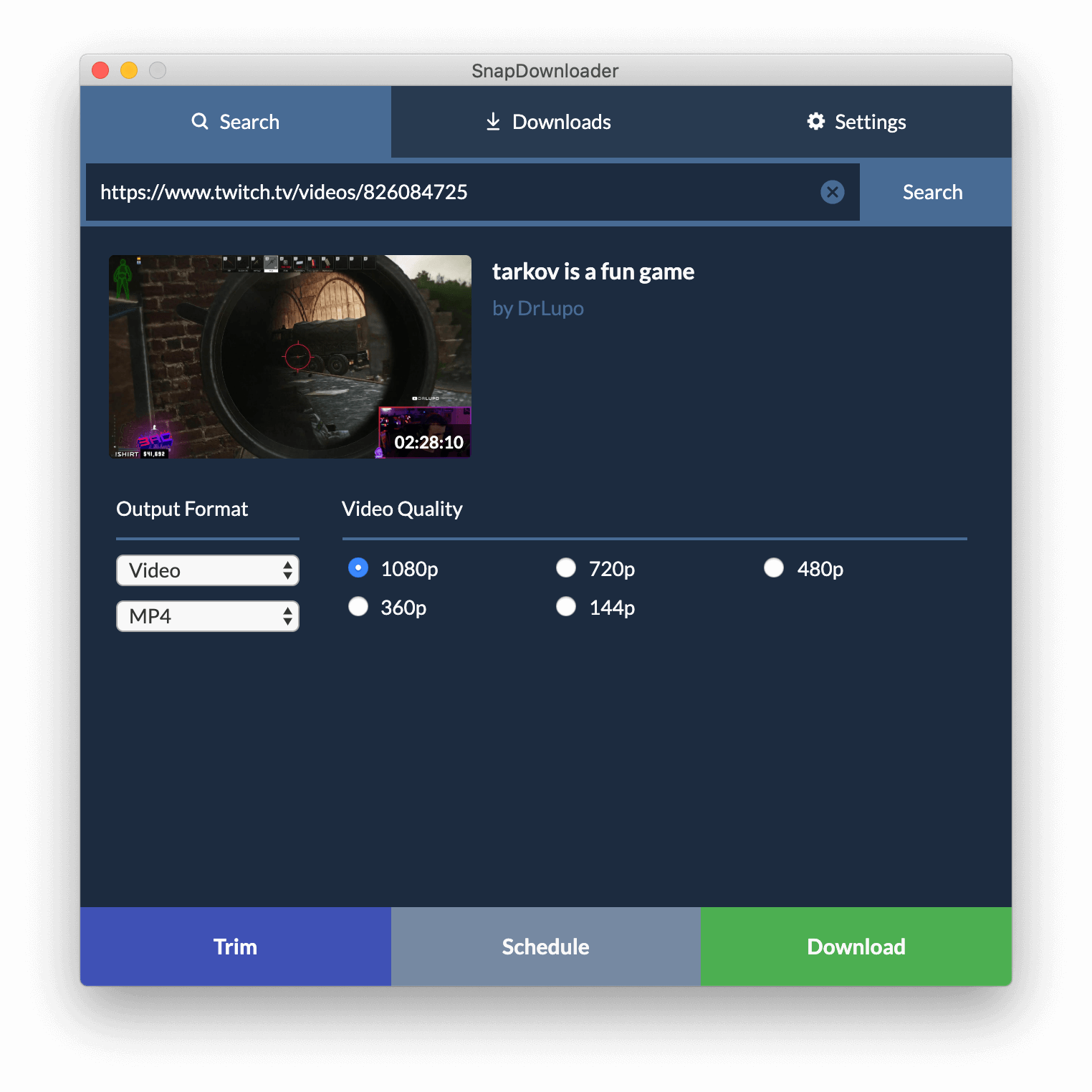 Twitch video downloader